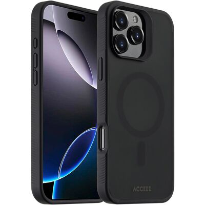 Accezz Rugged Frosted MagSafe Backcover voor de Apple iPhone 16 Pro Max - Zwart Accezz Rugged Frosted MagSafe Backcover voor de Apple iPhone 16 Pro Max - Zwart