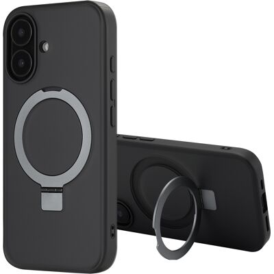 Accezz Ring Stand Backcover met MagSafe voor de Apple iPhone 16 - Zwart Accezz Ring Stand Backcover met MagSafe voor de Apple iPhone 16 - Zwart