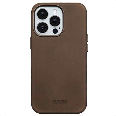 Accezz Vintage Leather Magsafe Backcover voor de Apple iPhone 13 Pro - Rustic Brown Accezz Vintage Leather Magsafe Backcover voor de Apple iPhone 13 Pro - Rustic Brown