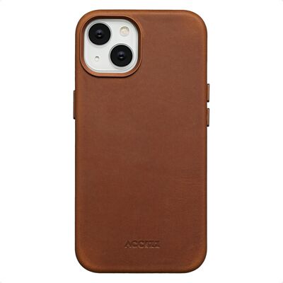 Accezz Vintage Leather Magsafe Backcover voor de Apple iPhone 14 - Tabacco Cognac Accezz Vintage Leather Magsafe Backcover voor de Apple iPhone 14 - Tabacco Cognac