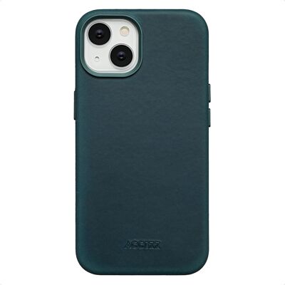 Accezz Vintage Leather Magsafe Backcover voor de Apple iPhone 14 - Smokey Green Accezz Vintage Leather Magsafe Backcover voor de Apple iPhone 14 - Smokey Green