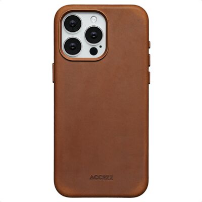 Accezz Vintage Leather Magsafe Backcover voor de Apple iPhone 15 Pro Max - Tabacco Cognac Accezz Vintage Leather Magsafe Backcover voor de Apple iPhone 15 Pro Max - Tabacco Cognac