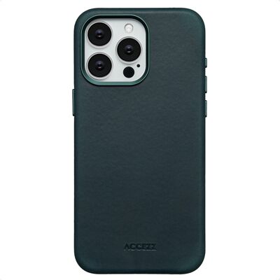 Accezz Vintage Leather Magsafe Backcover voor de Apple iPhone 15 Pro Max - Smokey Green Accezz Vintage Leather Magsafe Backcover voor de Apple iPhone 15 Pro Max - Smokey Green