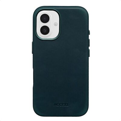 Accezz Vintage Leather Magsafe Backcover voor de Apple iPhone 16 - Smokey Green Accezz Vintage Leather Magsafe Backcover voor de Apple iPhone 16 - Smokey Green