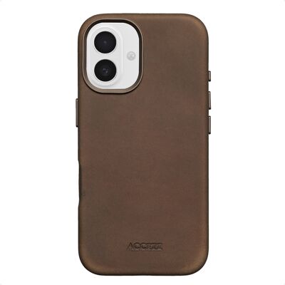 Accezz Vintage Leather Magsafe Backcover voor de Apple iPhone 16 - Rustic Brown Accezz Vintage Leather Magsafe Backcover voor de Apple iPhone 16 - Rustic Brown