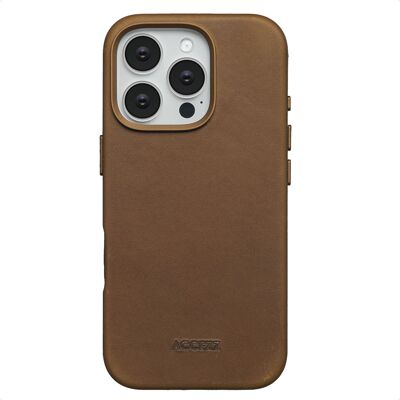 Accezz Vintage Leather Magsafe Backcover voor de Apple iPhone 16 Pro - Tabacco Cognac Accezz Vintage Leather Magsafe Backcover voor de Apple iPhone 16 Pro - Tabacco Cognac