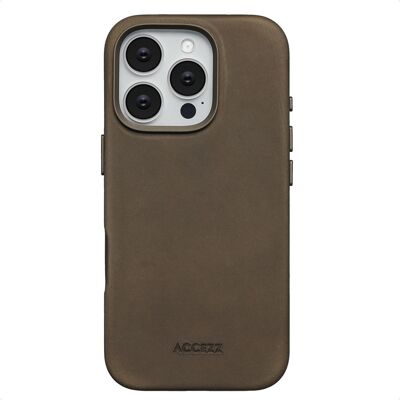 Accezz Vintage Leather Magsafe Backcover voor de Apple iPhone 16 Pro - Rustic Brown Accezz Vintage Leather Magsafe Backcover voor de Apple iPhone 16 Pro - Rustic Brown