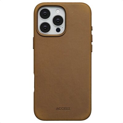 Accezz Vintage Leather Magsafe Backcover voor de Apple iPhone 16 Pro Max - Tabacco Cognac Accezz Vintage Leather Magsafe Backcover voor de Apple iPhone 16 Pro Max - Tabacco Cognac
