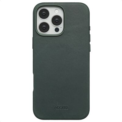 Accezz Vintage Leather Magsafe Backcover voor de Apple iPhone 16 Pro Max - Smokey Green Accezz Vintage Leather Magsafe Backcover voor de Apple iPhone 16 Pro Max - Smokey Green