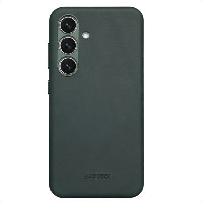 Accezz Vintage Leather Magsafe Backcover voor de Samsung Galaxy S25 / S24 - Smokey Green Accezz Vintage Leather Magsafe Backcover voor de Samsung Galaxy S25 / S24 - Smokey Green