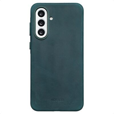 Accezz Vintage Leather Magsafe Backcover voor de Samsung Galaxy A56 - Smokey Green Accezz Vintage Leather Magsafe Backcover voor de Samsung Galaxy A56 - Smokey Green