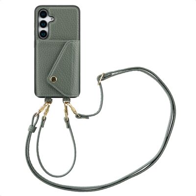 Selencia Sera Telefoonhoes met Koord en Envelop Pashouder voor de Samsung Galaxy S25 / S24 - Sage Green Selencia Sera Telefoonhoes met Koord en Envelop Pashouder voor de Samsung Galaxy S25 / S24 - Sage Green
