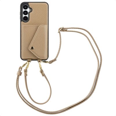 Selencia Sera Telefoonhoes met Koord en Envelop Pashouder voor de Samsung Galaxy A16 - Taupe Selencia Sera Telefoonhoes met Koord en Envelop Pashouder voor de Samsung Galaxy A16 - Taupe
