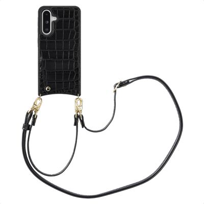 Selencia Nova Croco Telefoonhoes met Koord en Pashouder voor de Samsung Galaxy A36 / A56 - Zwart Selencia Nova Croco Telefoonhoes met Koord en Pashouder voor de Samsung Galaxy A36 / A56 - Zwart