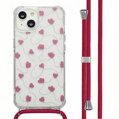 imoshion Design hoesje met koord voor de Apple iPhone 14 - Dusty Rose Connected Hearts imoshion Design hoesje met koord voor de Apple iPhone 14 - Dusty Rose Connected Hearts