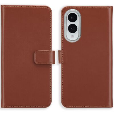 Selencia Echt Leren Bookcase voor de Samsung Galaxy S25 Edge - Lichtbruin Selencia Echt Leren Bookcase voor de Samsung Galaxy S25 Edge - Lichtbruin