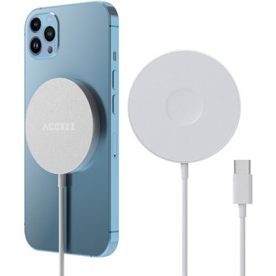 Accezz Wireless Charger USB-C - MagSafe Draadloze Oplader - 1 meter - Wit Accezz Wireless Charger USB-C - MagSafe Draadloze Oplader - 1 meter - Wit