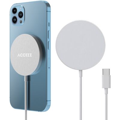 Accezz Wireless Charger USB-C - MagSafe en Qi2 Draadloze Oplader - 1 meter - Wit Accezz Wireless Charger USB-C - MagSafe en Qi2 Draadloze Oplader - 1 meter - Wit