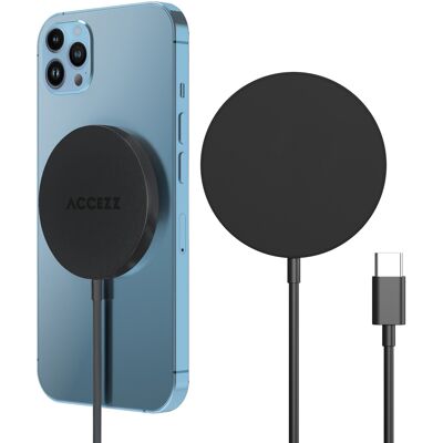 Accezz Wireless Charger USB-C - MagSafe en Qi2 Draadloze Oplader - 1 meter - Zwart Accezz Wireless Charger USB-C - MagSafe en Qi2 Draadloze Oplader - 1 meter - Zwart