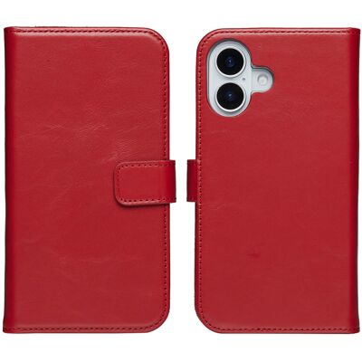 Selencia Echt Leren Bookcase voor de Apple iPhone 17 - Rood Selencia Echt Leren Bookcase voor de Apple iPhone 17 - Rood