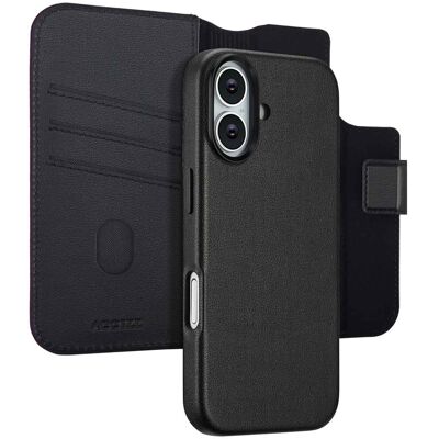 Accezz Leather Bookcase 2-in-1 met MagSafe voor de Apple iPhone 17 - Onyx Black Accezz Leather Bookcase 2-in-1 met MagSafe voor de Apple iPhone 17 - Onyx Black
