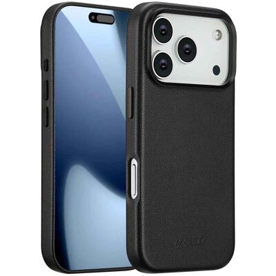 Accezz MagSafe Leather Backcover voor de Apple iPhone 17 Pro - Onyx Black Accezz MagSafe Leather Backcover voor de Apple iPhone 17 Pro - Onyx Black