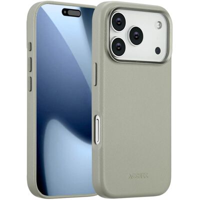 Accezz MagSafe Leather Backcover voor de Apple iPhone 17 Pro - Light Grey Accezz MagSafe Leather Backcover voor de Apple iPhone 17 Pro - Light Grey
