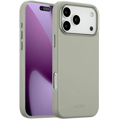 Accezz MagSafe Leather Backcover voor de Apple iPhone 17 Pro Max - Light Grey Accezz MagSafe Leather Backcover voor de Apple iPhone 17 Pro Max - Light Grey