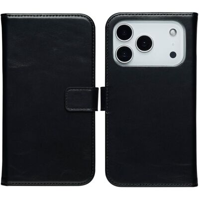 Selencia Echt Leren Bookcase voor de Apple iPhone 17 Pro Max - Zwart Selencia Echt Leren Bookcase voor de Apple iPhone 17 Pro Max - Zwart
