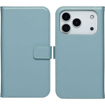 Selencia Echt Leren Bookcase voor de Apple iPhone 17 Pro Max - Air Blue Selencia Echt Leren Bookcase voor de Apple iPhone 17 Pro Max - Air Blue