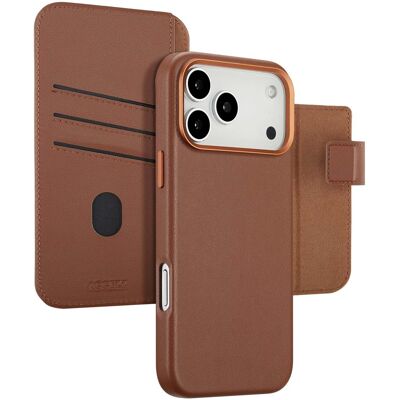 Accezz Leather Bookcase 2-in-1 met MagSafe voor de Apple iPhone 17 Pro Max - Sienna Brown Accezz Leather Bookcase 2-in-1 met MagSafe voor de Apple iPhone 17 Pro Max - Sienna Brown