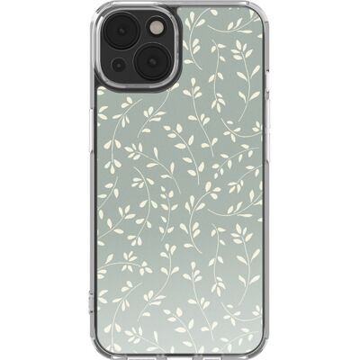 imoshion Design hoesje voor de Apple iPhone 14 - Smoke Green Flowers imoshion Design hoesje voor de Apple iPhone 14 - Smoke Green Flowers