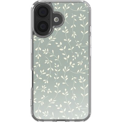 imoshion Design hoesje voor de Apple iPhone 16 - Smoke Green Flowers imoshion Design hoesje voor de Apple iPhone 16 - Smoke Green Flowers