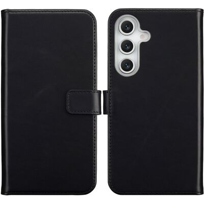 Selencia Echt Leren Bookcase voor de Samsung Galaxy S25 FE - Zwart Selencia Echt Leren Bookcase voor de Samsung Galaxy S25 FE - Zwart