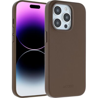 Accezz MagSafe Leather Backcover voor de Apple iPhone 14 Pro - Coffee Brown Accezz MagSafe Leather Backcover voor de Apple iPhone 14 Pro - Coffee Brown