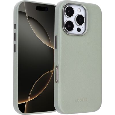 Accezz MagSafe Leather Backcover voor de Apple iPhone 16 Pro - Light Grey Accezz MagSafe Leather Backcover voor de Apple iPhone 16 Pro - Light Grey