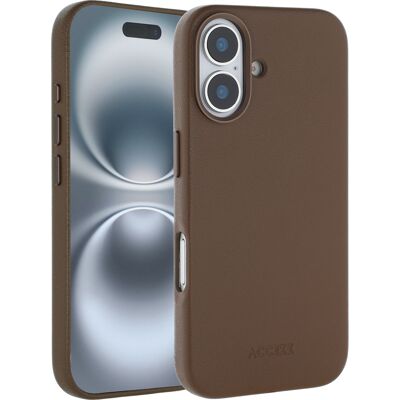 Accezz MagSafe Leather Backcover voor de Apple iPhone 16 - Coffee Brown Accezz MagSafe Leather Backcover voor de Apple iPhone 16 - Coffee Brown
