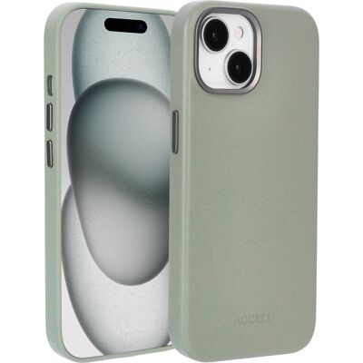 Accezz MagSafe Leather Backcover voor de Apple iPhone 15 - Light Grey Accezz MagSafe Leather Backcover voor de Apple iPhone 15 - Light Grey