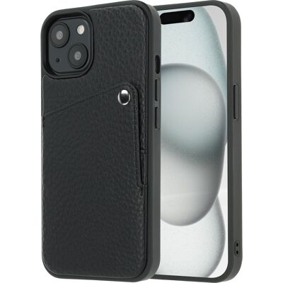 Selencia Riva Backcover met Pashouder voor de Apple iPhone 15 - Zwart Selencia Riva Backcover met Pashouder voor de Apple iPhone 15 - Zwart