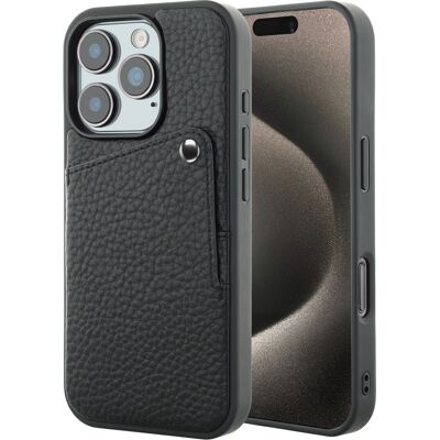 Selencia Riva Backcover met Pashouder voor de Apple iPhone 15 Pro - Zwart Selencia Riva Backcover met Pashouder voor de Apple iPhone 15 Pro - Zwart