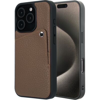 Selencia Riva Backcover met Pashouder voor de Apple iPhone 15 Pro - Mocha Brown Selencia Riva Backcover met Pashouder voor de Apple iPhone 15 Pro - Mocha Brown