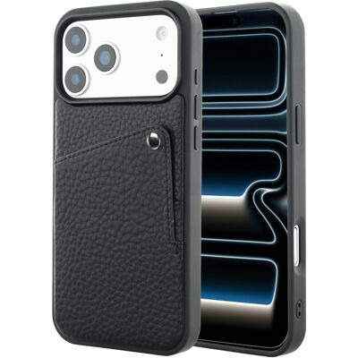 Selencia Riva Backcover met Pashouder voor de Apple iPhone 17 Pro Max - Zwart Selencia Riva Backcover met Pashouder voor de Apple iPhone 17 Pro Max - Zwart