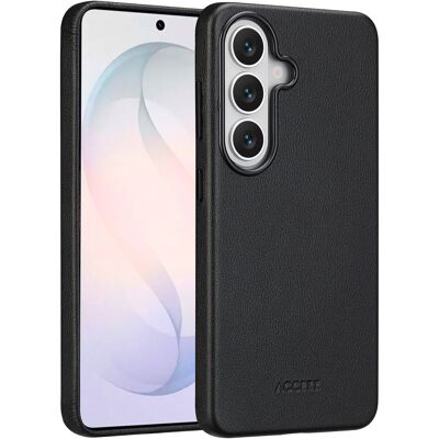 Accezz MagSafe Leather Backcover voor de Samsung Galaxy S26 - Onyx Black Accezz MagSafe Leather Backcover voor de Samsung Galaxy S26 - Onyx Black