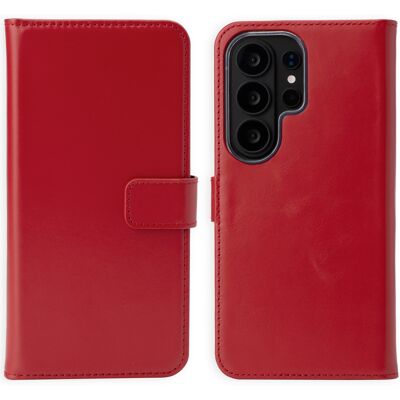 Selencia Echt Leren Bookcase voor de Samsung Galaxy S26 Ultra - Rood Selencia Echt Leren Bookcase voor de Samsung Galaxy S26 Ultra - Rood