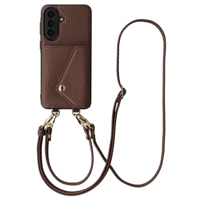 Selencia Sera Telefoonhoes met Koord en Envelop Pashouder voor de Samsung Galaxy A57 (5G) - Chocolate Brown Selencia Sera Telefoonhoes met Koord en Envelop Pashouder voor de Samsung Galaxy A57 (5G) - Chocolate Brown