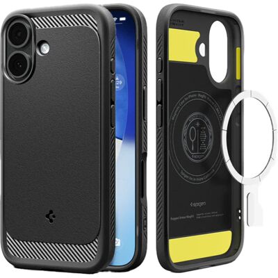 Spigen Rugged Armor Backcover MagSafe voor de Apple iPhone 17 - Matte Black Spigen Rugged Armor Backcover MagSafe voor de Apple iPhone 17 - Matte Black