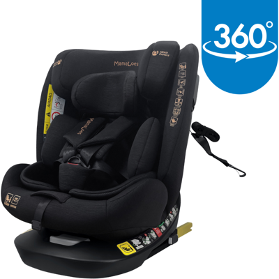 MamaLoes Sef Zwart Luxe 40-150 cm 360° i-Size Autostoel MamaLoes Sef Zwart Luxe 40-150 cm 360° i-Size Autostoel