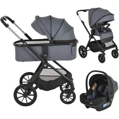 Cangaroo Joker Mineral Grey 3-in-1 Kinderwagen incl. Autostoel Cangaroo Joker Mineral Grey 3-in-1 Kinderwagen incl. Autostoel