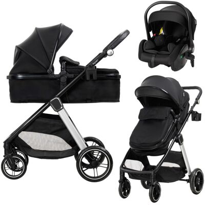 Lorelli Aspen Black 3-in-1 Combi Kinderwagen incl. i-Size Autostoel Lorelli Aspen Black 3-in-1 Combi Kinderwagen incl. i-Size Autostoel