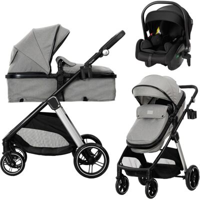 Lorelli Aspen Grey 3-in-1 Combi Kinderwagen incl. i-Size Autostoel Lorelli Aspen Grey 3-in-1 Combi Kinderwagen incl. i-Size Autostoel